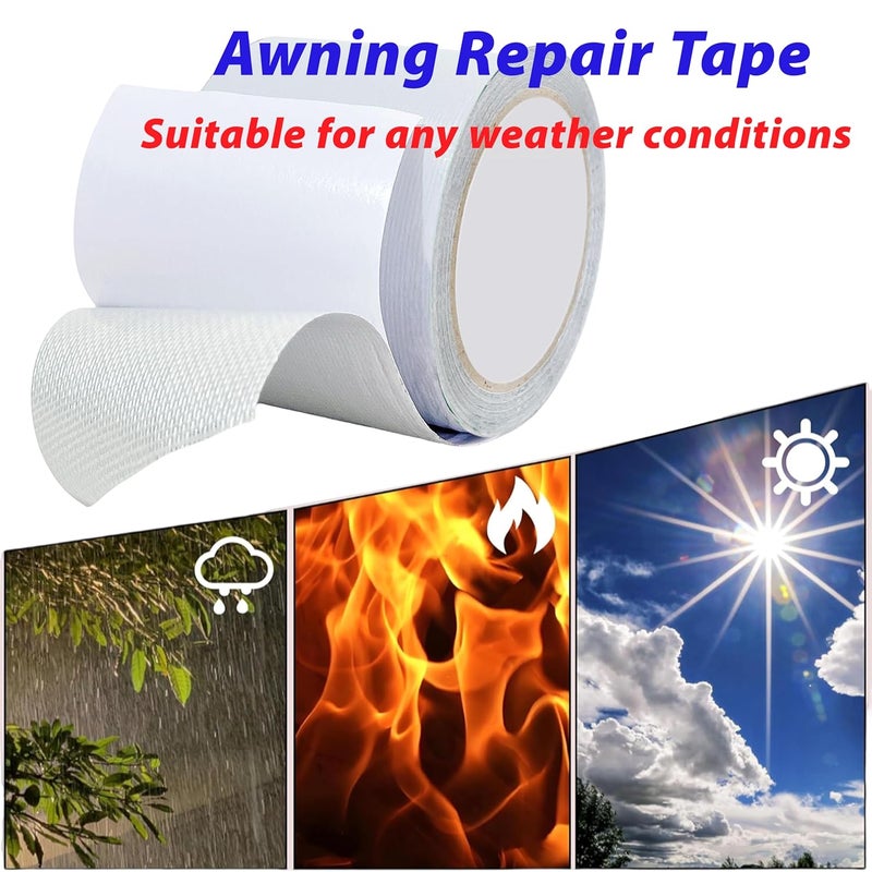 MCOTOP WaterproofRepair Tape for Fabric, 3.1IN x24.6FT, Heavy Duty Outdoor Repair Tape, for RV Roof, Tarp, Tent, Sail and Boat Cover Outdoor Repair Patch, Multipurpose Awning Repair Tape (White) - Image 5